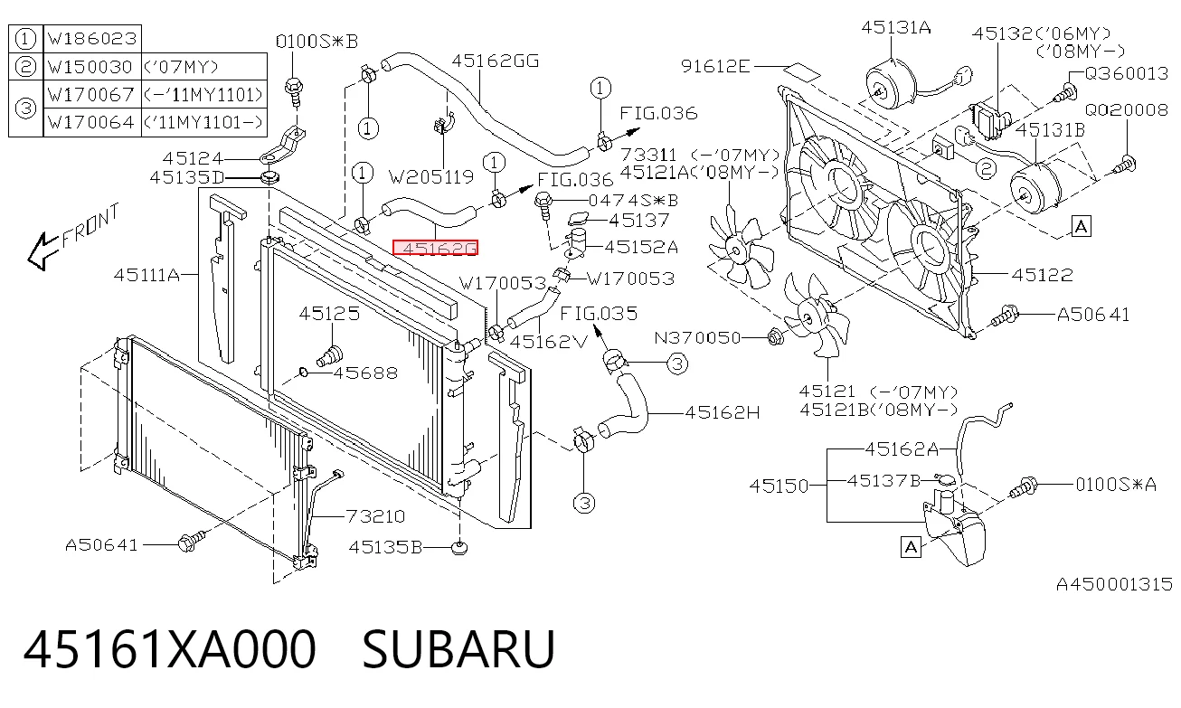 45161XA000 Subaru Manguera superior del radiador