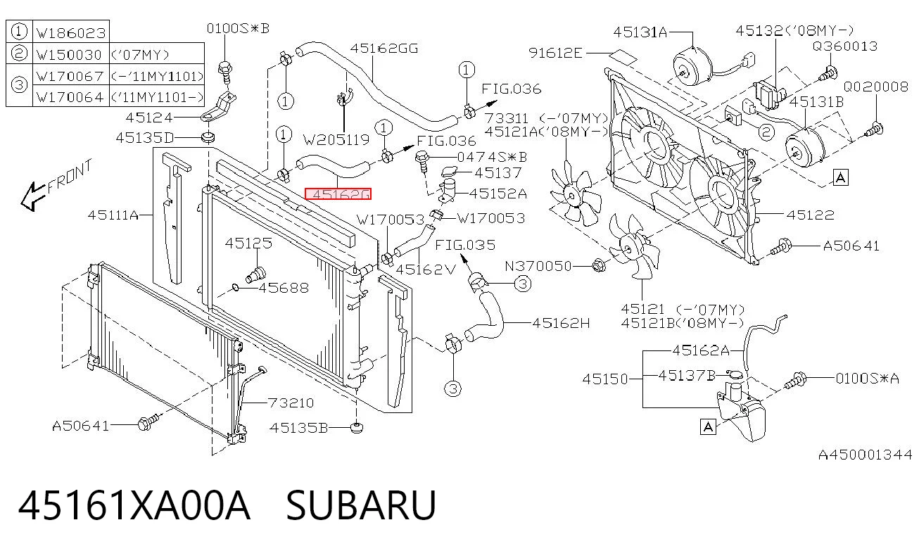 45161XA00A Subaru Manguera superior del radiador