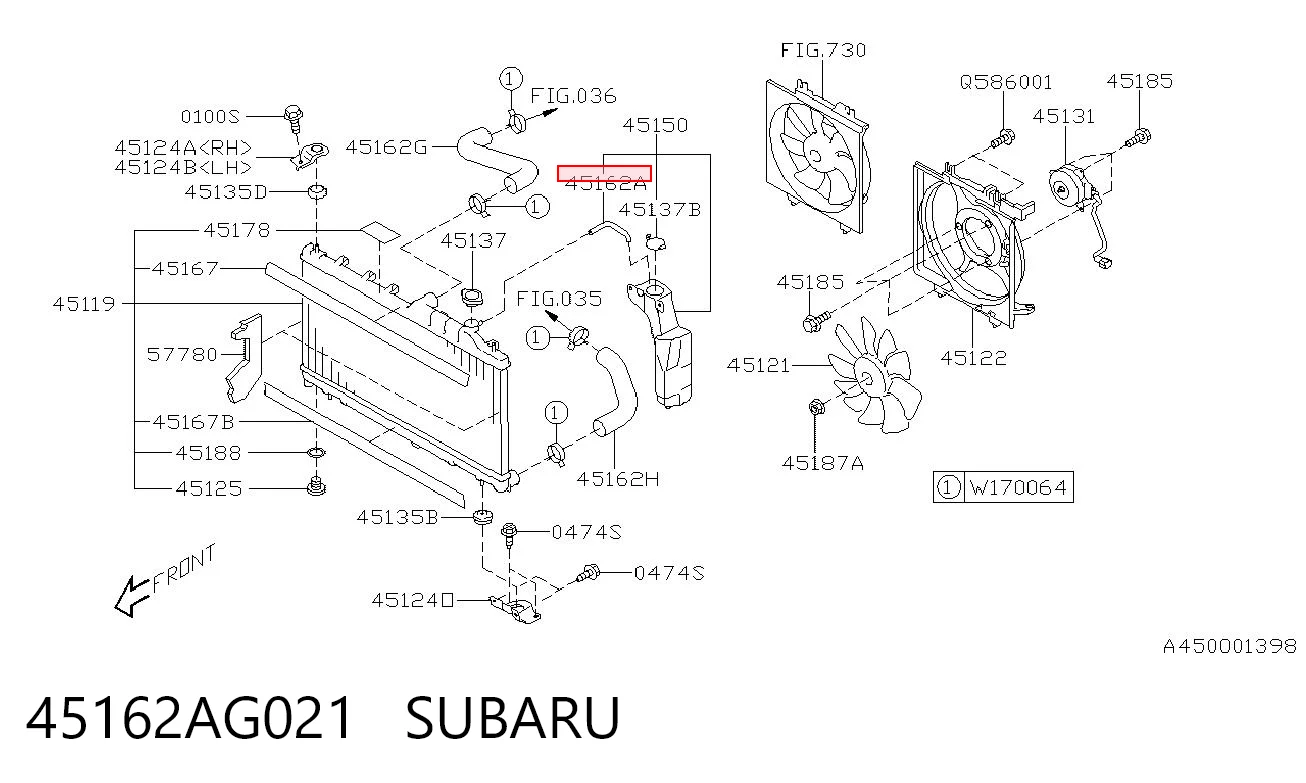 45162AG021 Subaru Manguera superior del depósito de expansión