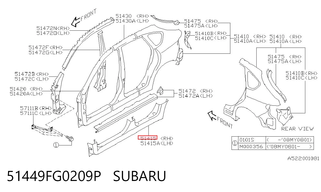 Comprar Umbral exterior derecho Subaru Impreza III GH a bajo precio