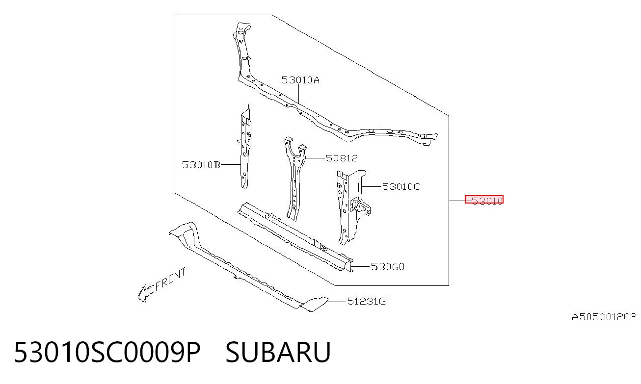 Soporte de radiador completo (panel de montaje para foco) Subaru Forester III (2007-2012)