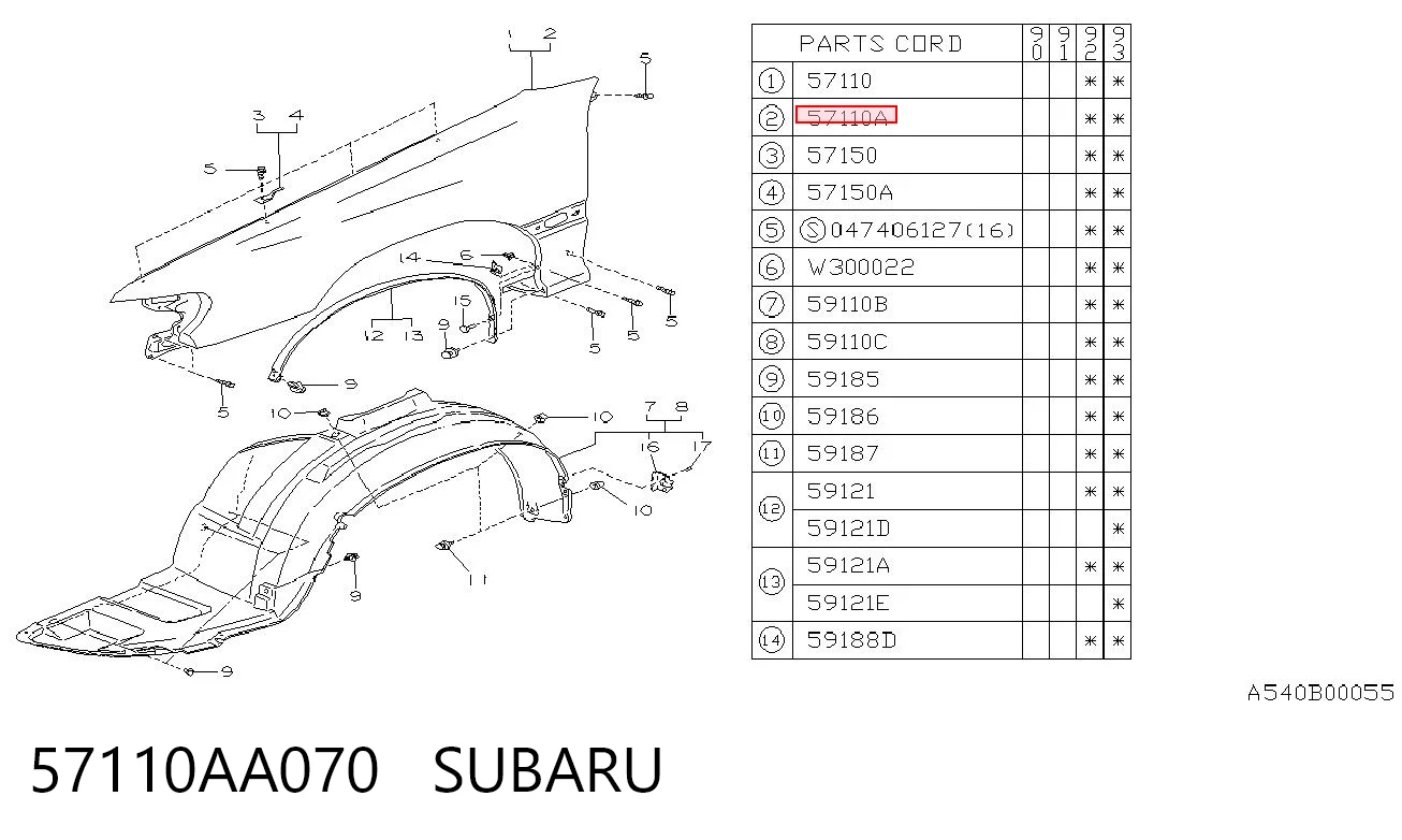 Comprar Aleta delantera izquierda Subaru Legacy I BC a bajo precio