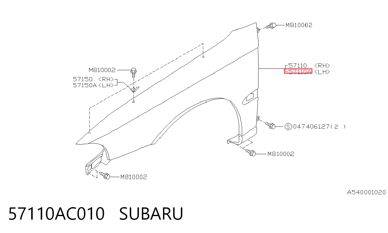Comprar Aleta delantera izquierda Subaru Legacy II BD, BG a bajo precio