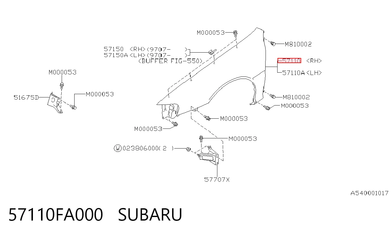 57110FA000 Subaru Aleta delantera