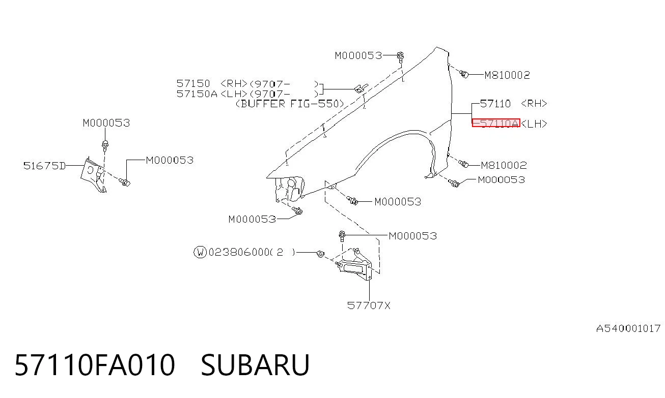 57110FA010 Subaru Aleta delantera izquierda