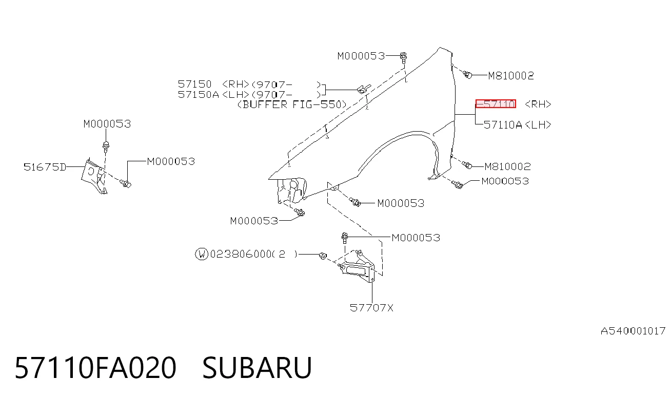 Aleta delantera derecha Subaru Impreza I