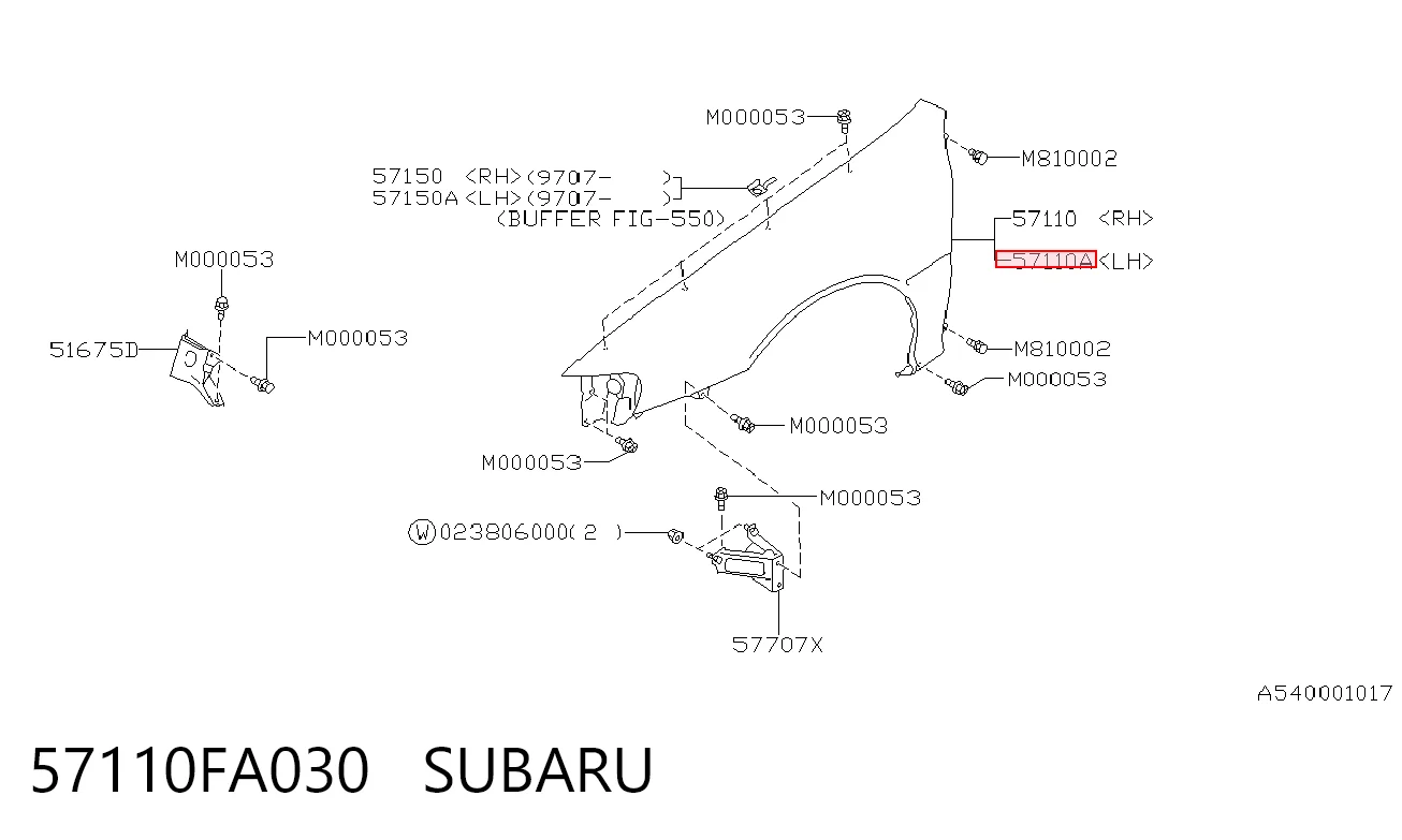 Aleta delantera izquierda Subaru Impreza I