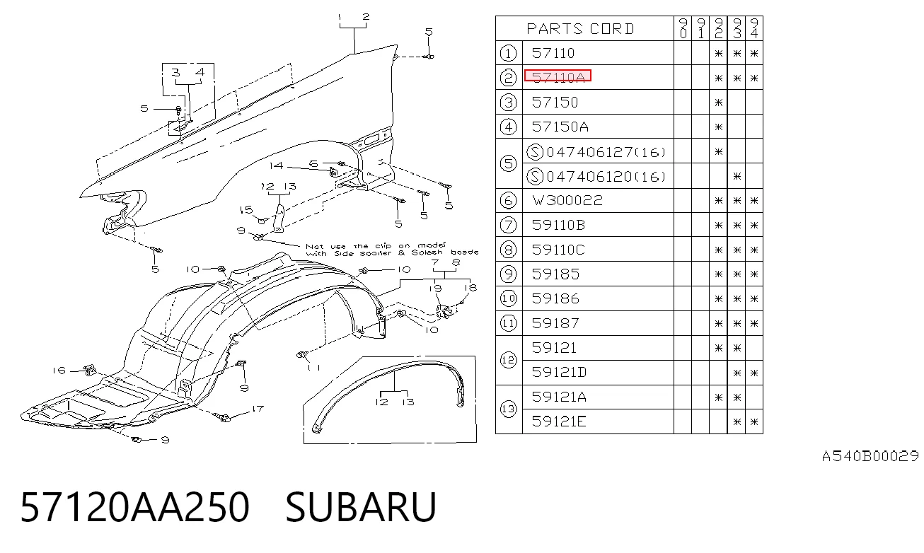 Aleta delantera izquierda Subaru Legacy I (BC)