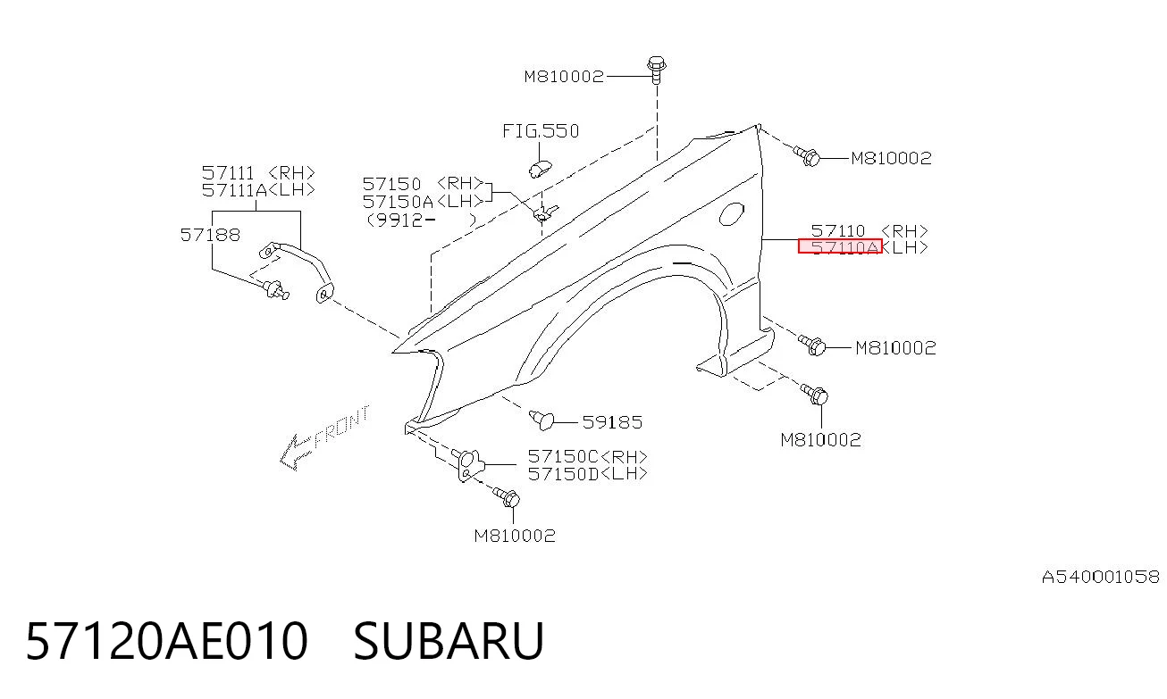 Aleta delantera izquierda Subaru Legacy III (1998-2003)
