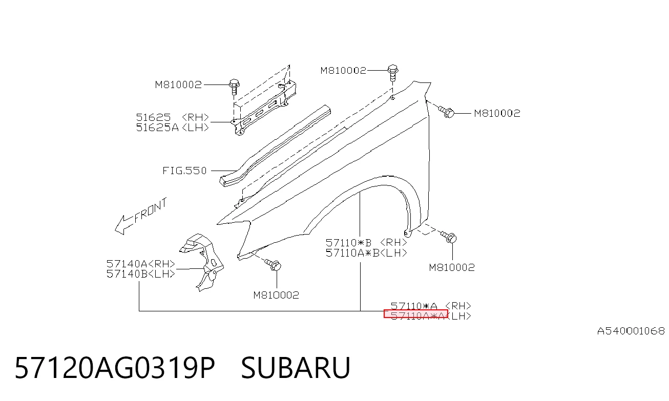 Aleta delantera izquierda Subaru Outback III familiar (B13, BP) (2003 - 2009) precio, desde 54,00 EUR