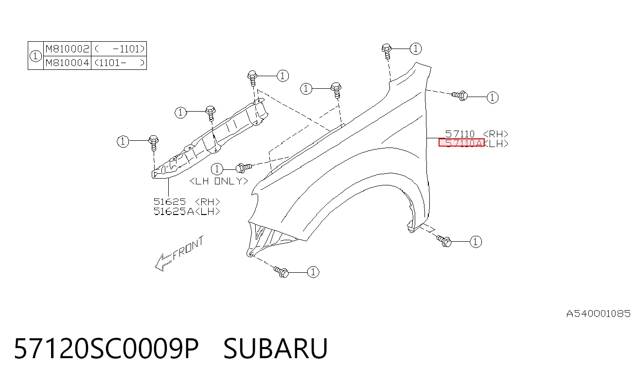 Aleta delantera izquierda Subaru Forester III (S12, SH)