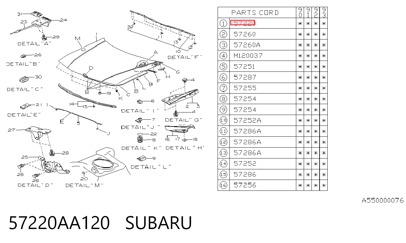 Capó delantero Subaru Legacy I (1989-1994)
