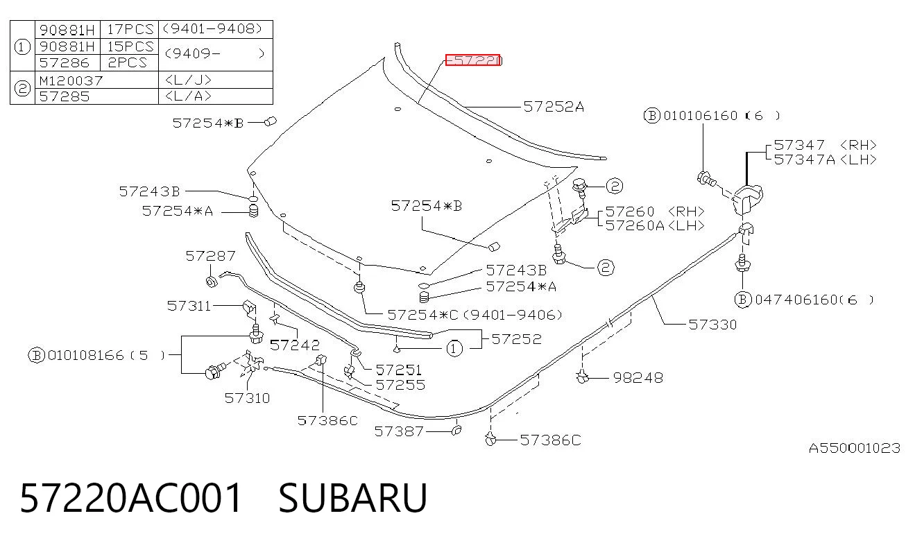 Capó para Subaru Legacy BD, BG