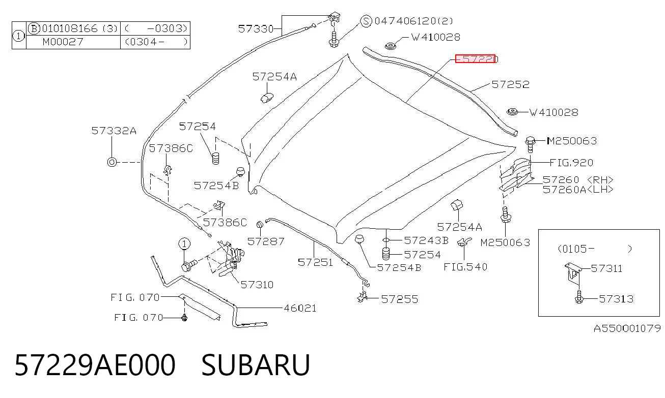Capó delantero para Subaru Outback II B12, BE, BH
