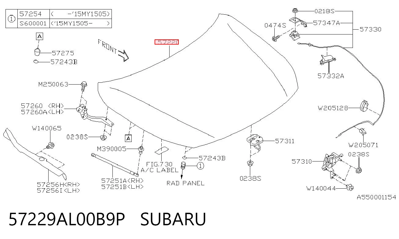 Capó delantero Subaru Outback  (2014-2019)
