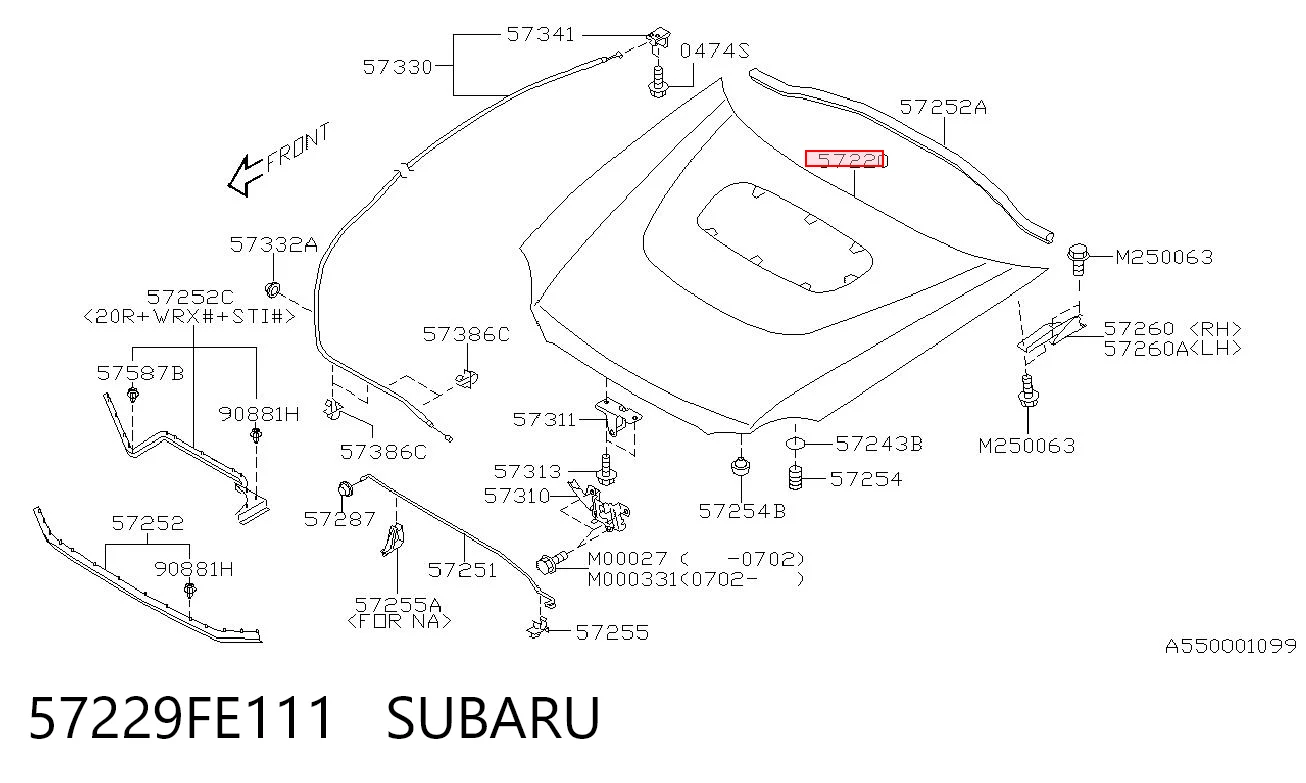 57229FE111 Subaru Capó delantero