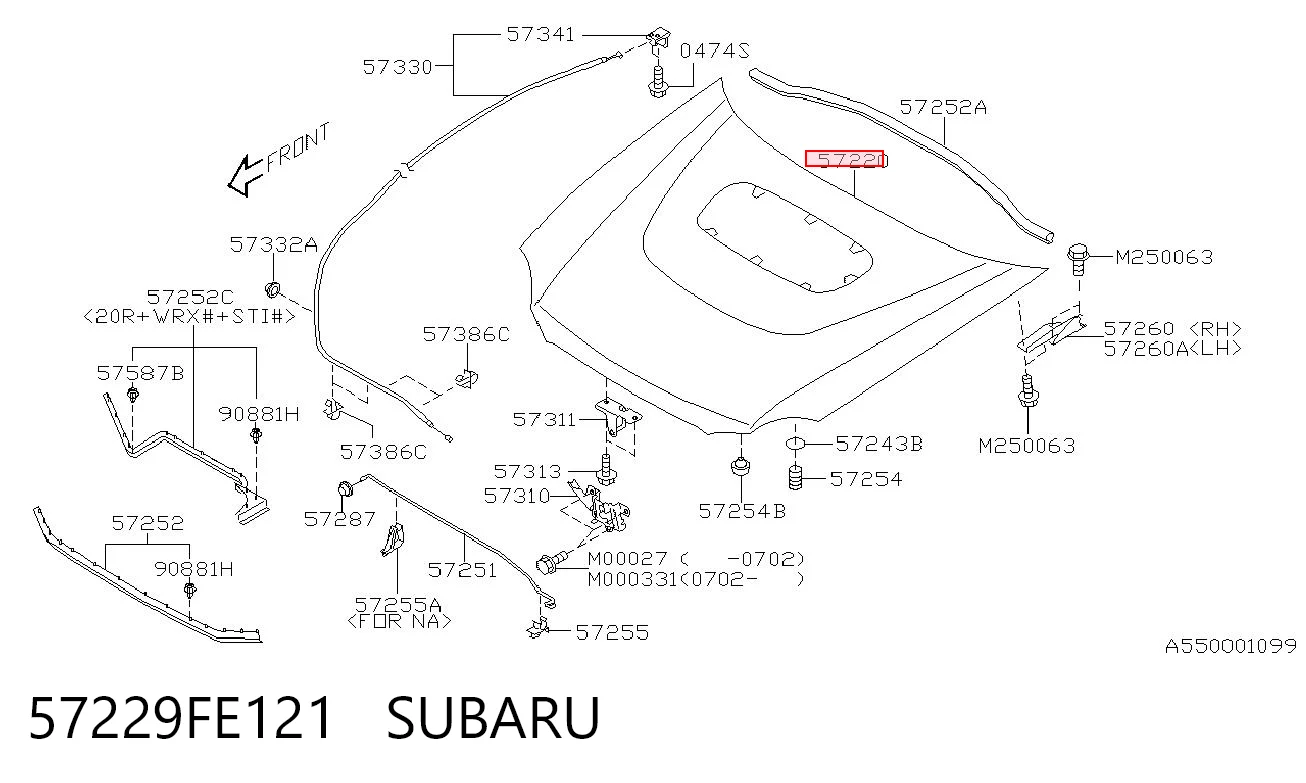 57229FE121 Subaru Capó delantero