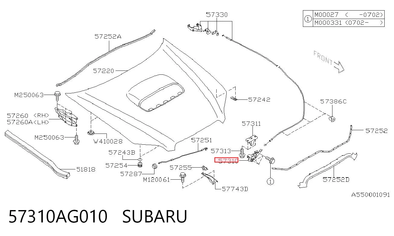 57310AG010 Subaru Cerradura de Capot