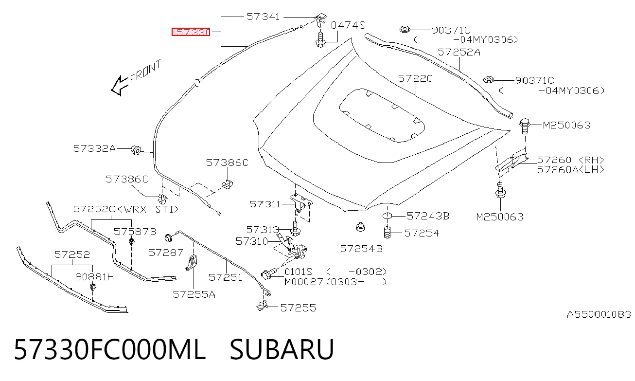 Cable de capó del motor para Subaru Forester S10, SF
