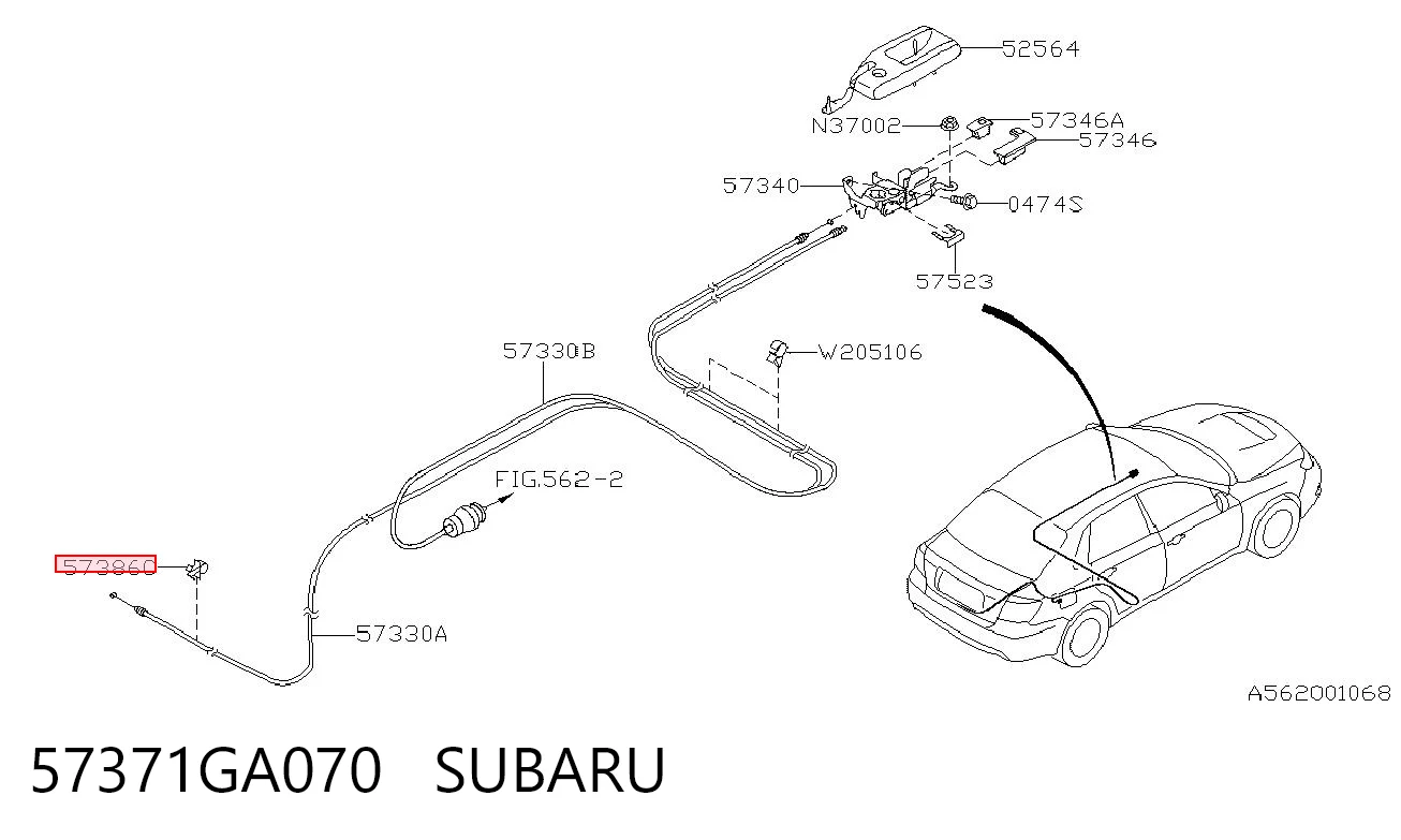 57371GA070 Subaru Clip de estante del habitáculo