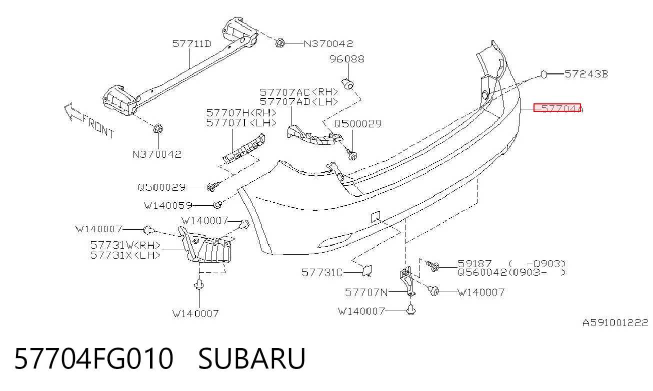 57704FG010 Subaru Defensa trasero