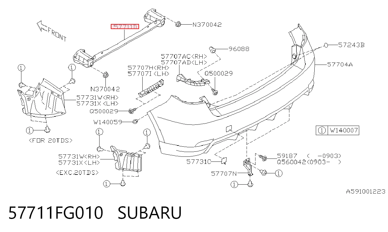 Refuerzo parachoques trasero para Subaru Impreza III GH