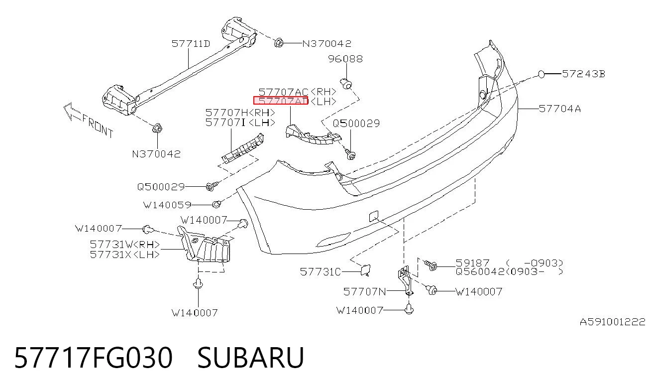 57717FG030 Subaru Soporte de parachoques trasero izquierdo