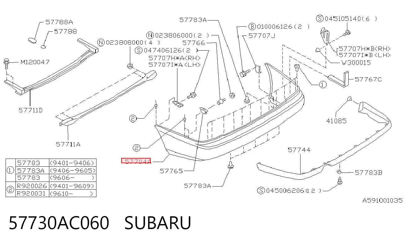 Parachoques trasero para Subaru Legacy BD, BG