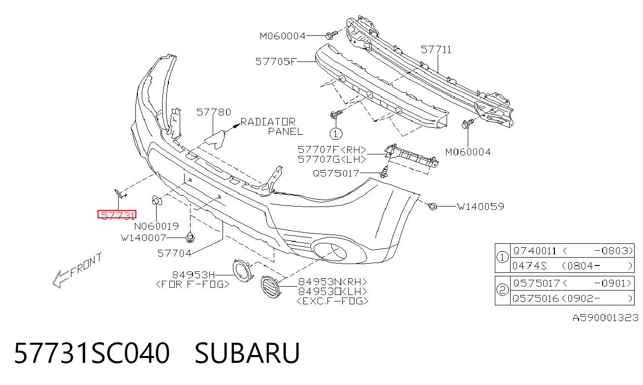 Cobertura de parachoques, enganche de remolque, delantera  para Subaru Forester III S12, SH