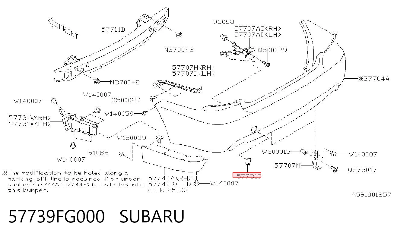 57739FG000 Subaru Tapa de gancho de remolque trasero del parachoques