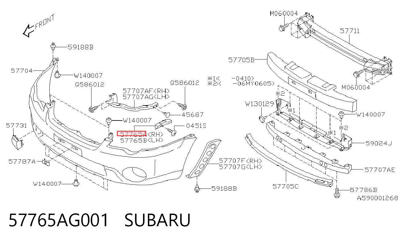 Soporte de parachoques delantero para Subaru Outback B13, BP