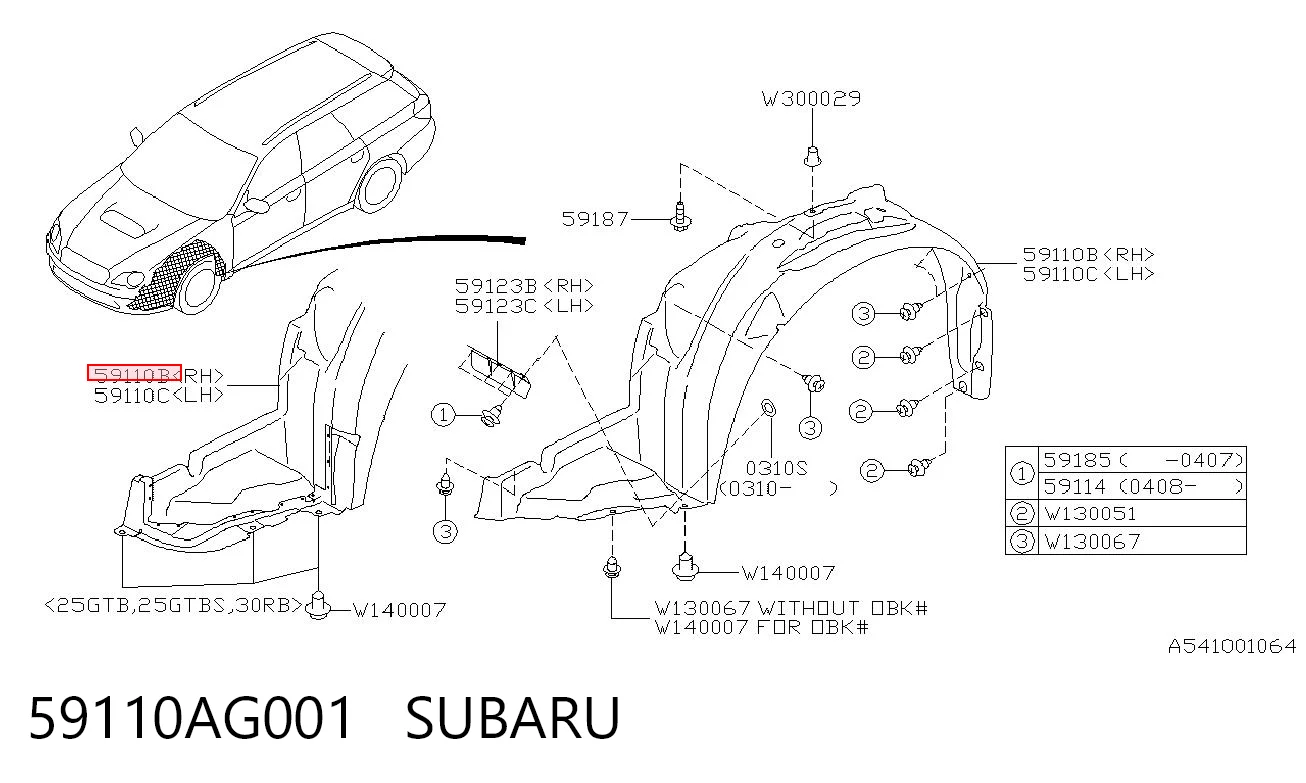 Paso rueda para Subaru Legacy B13