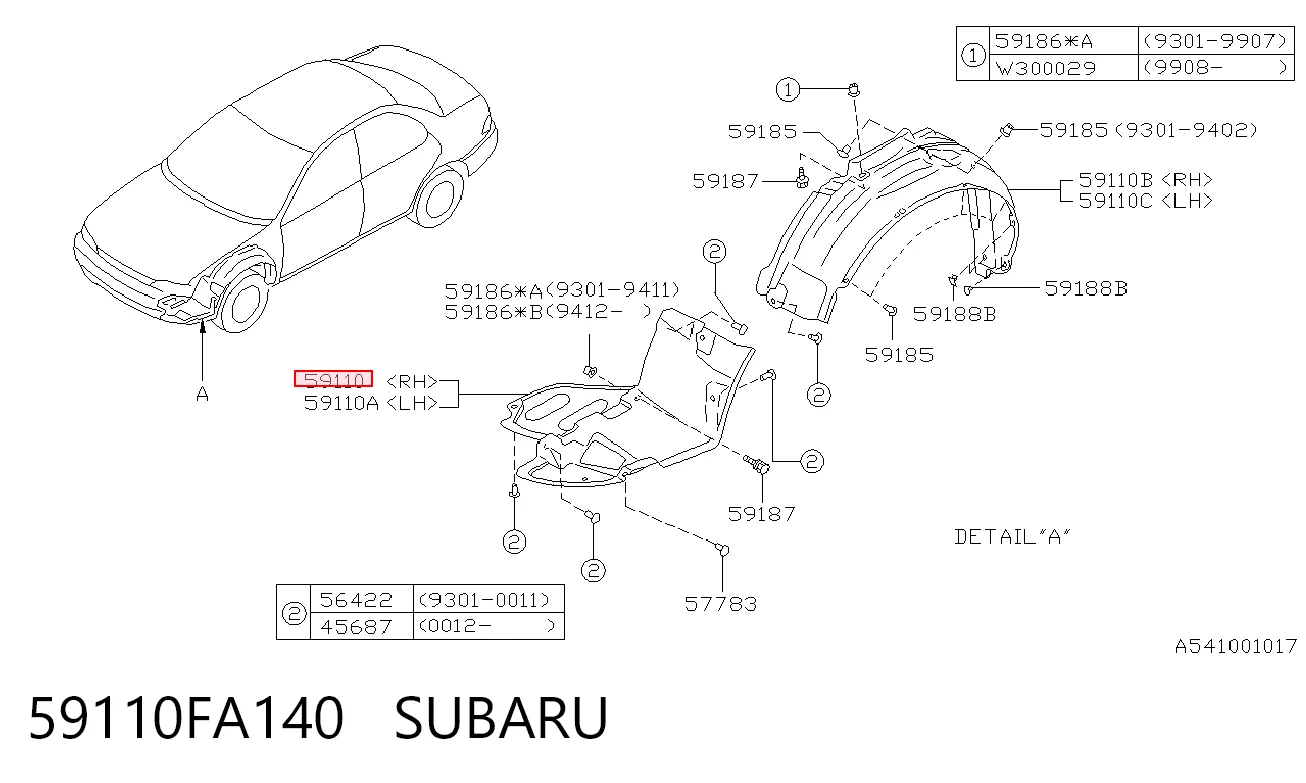 Comprar Paso de rueda delantero derecho Subaru Impreza I GF a bajo precio