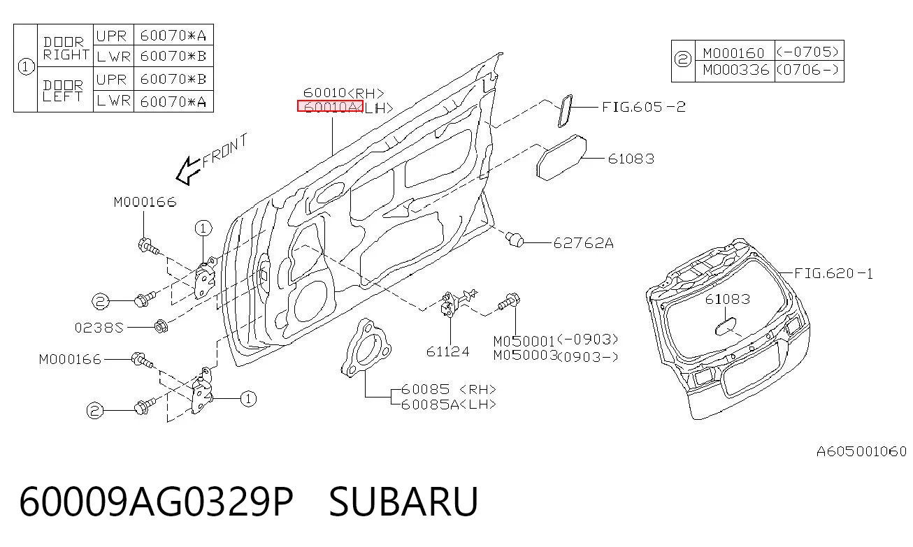 Puerta delantera para Subaru Legacy IV B13