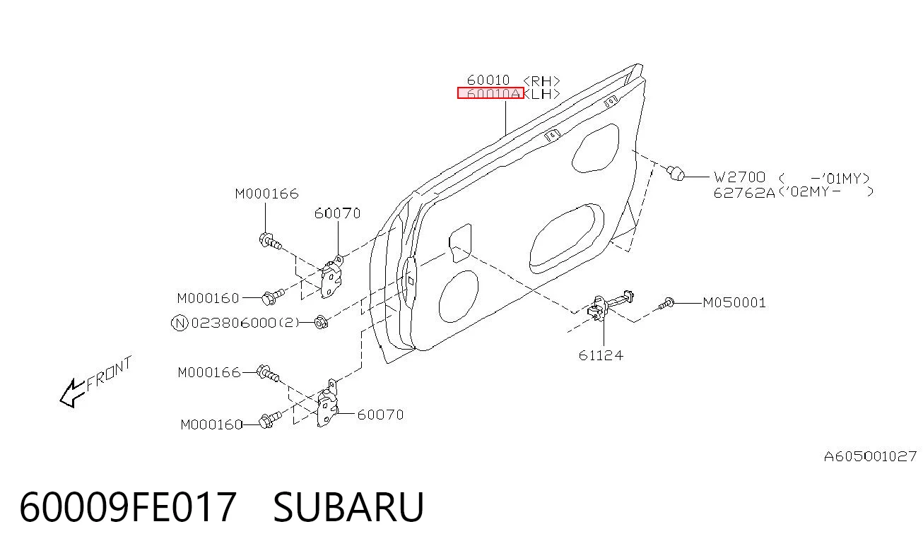 Puerta de coche, delantera, izquierda Subaru Impreza II sedán (GD) (1999 - 2009) precio, desde 123,42 EUR