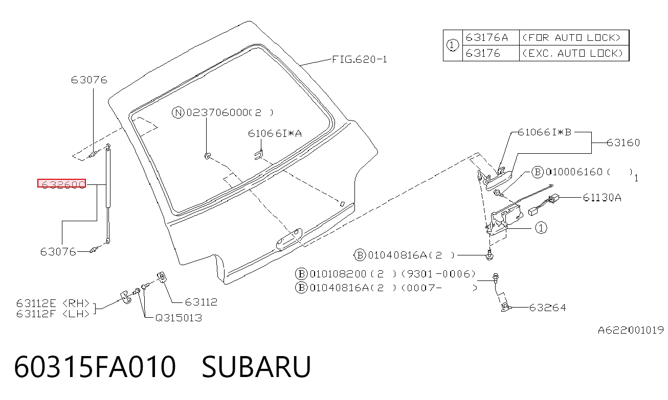 Amortiguador de porton para Subaru Impreza I GC