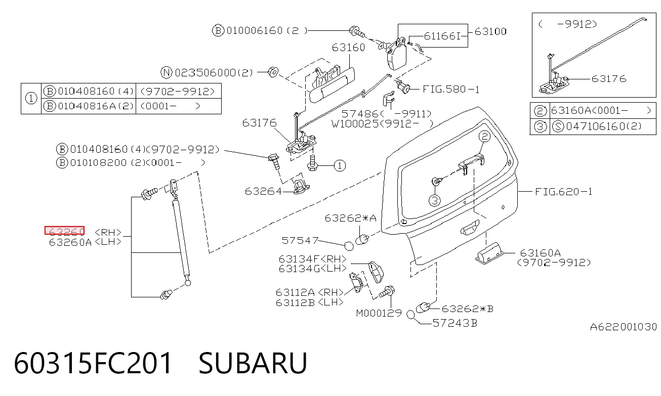 Amortiguador de porton para Subaru Forester I S10, SF