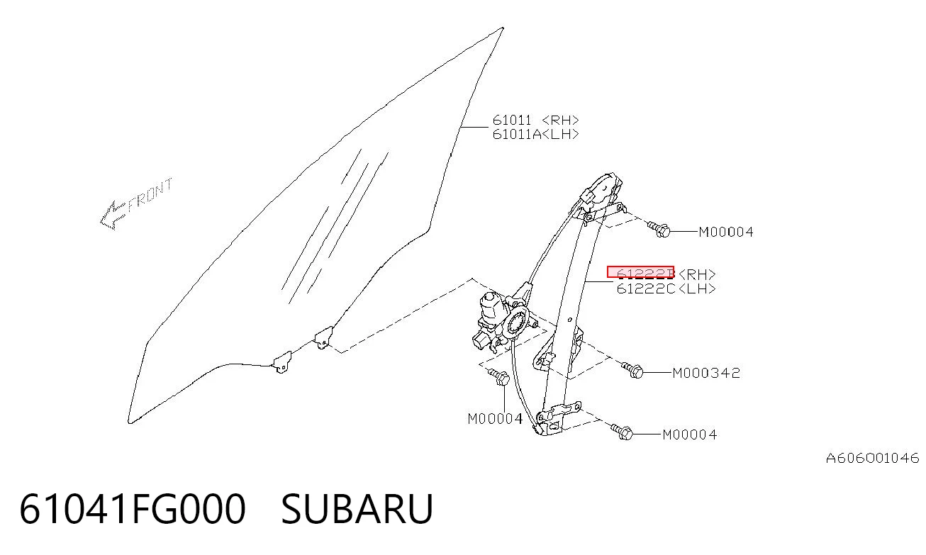 Mecanismo levanta, puerta delantera derecha para Subaru Impreza III GH