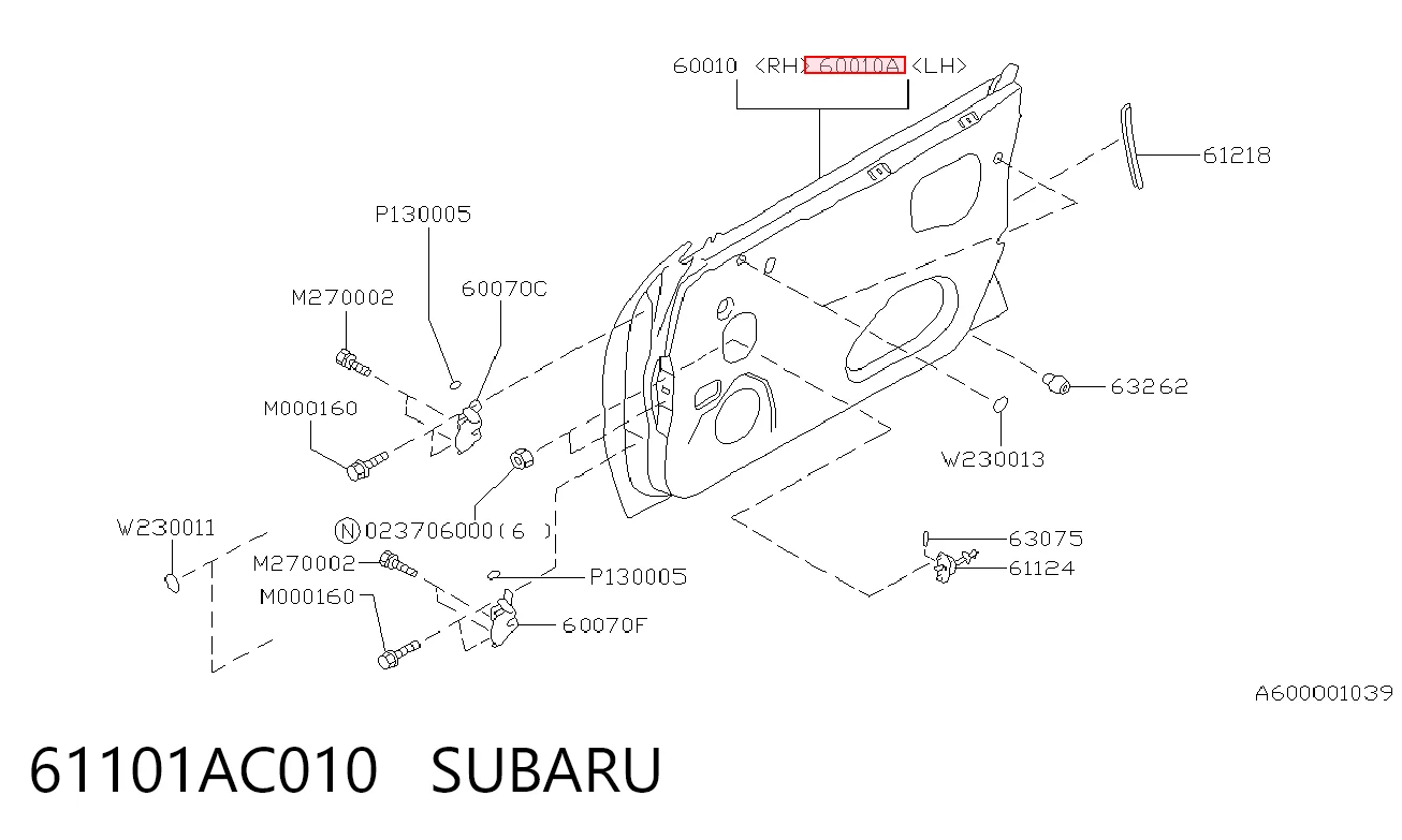 Puerta delantera izquierda para Subaru Legacy BD, BG