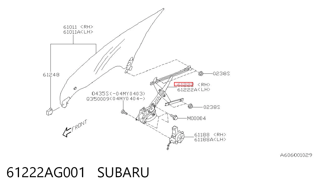 Mecanismo levanta, puerta delantera derecha para Subaru Outback III B13, BP