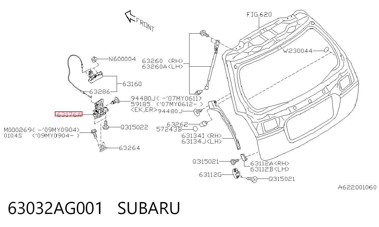 Cerradura de portón trasero Subaru Outback III familiar (B13, BP) (2003 - 2009) precio, desde 81,31 EUR