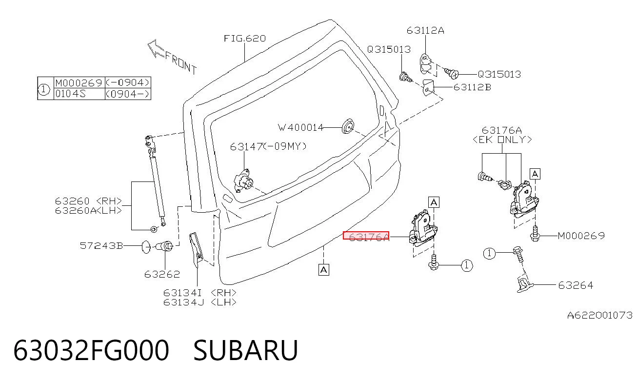 63032FG000 Subaru Cierre del maletero