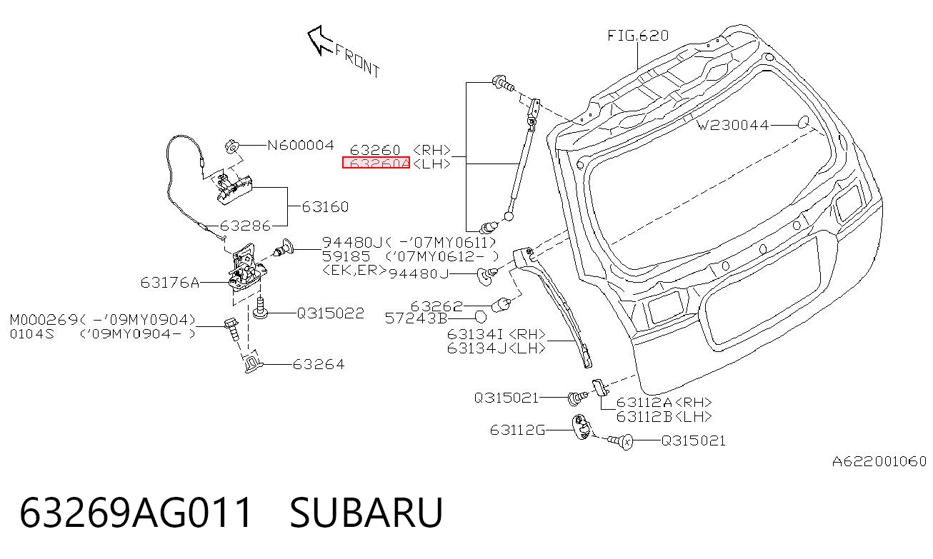 63269AG011 Subaru Amortiguador de porton