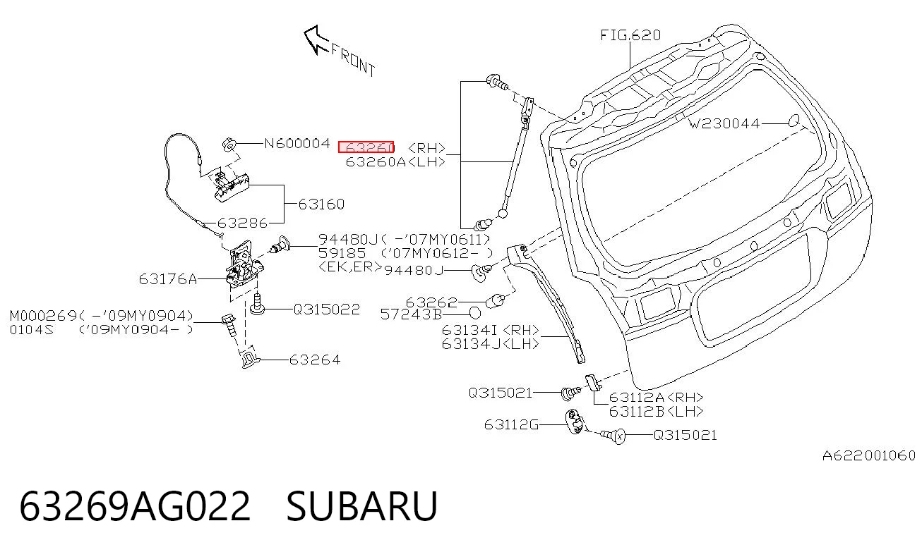 Amortiguador de maletero Subaru Outback III familiar (B13, BP) (2003 - 2009) precio, desde 32,41 EUR