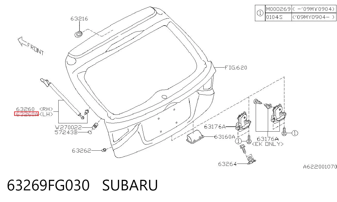Comprar Amortiguador de la tapa del maletero Subaru Impreza III GH a bajo precio