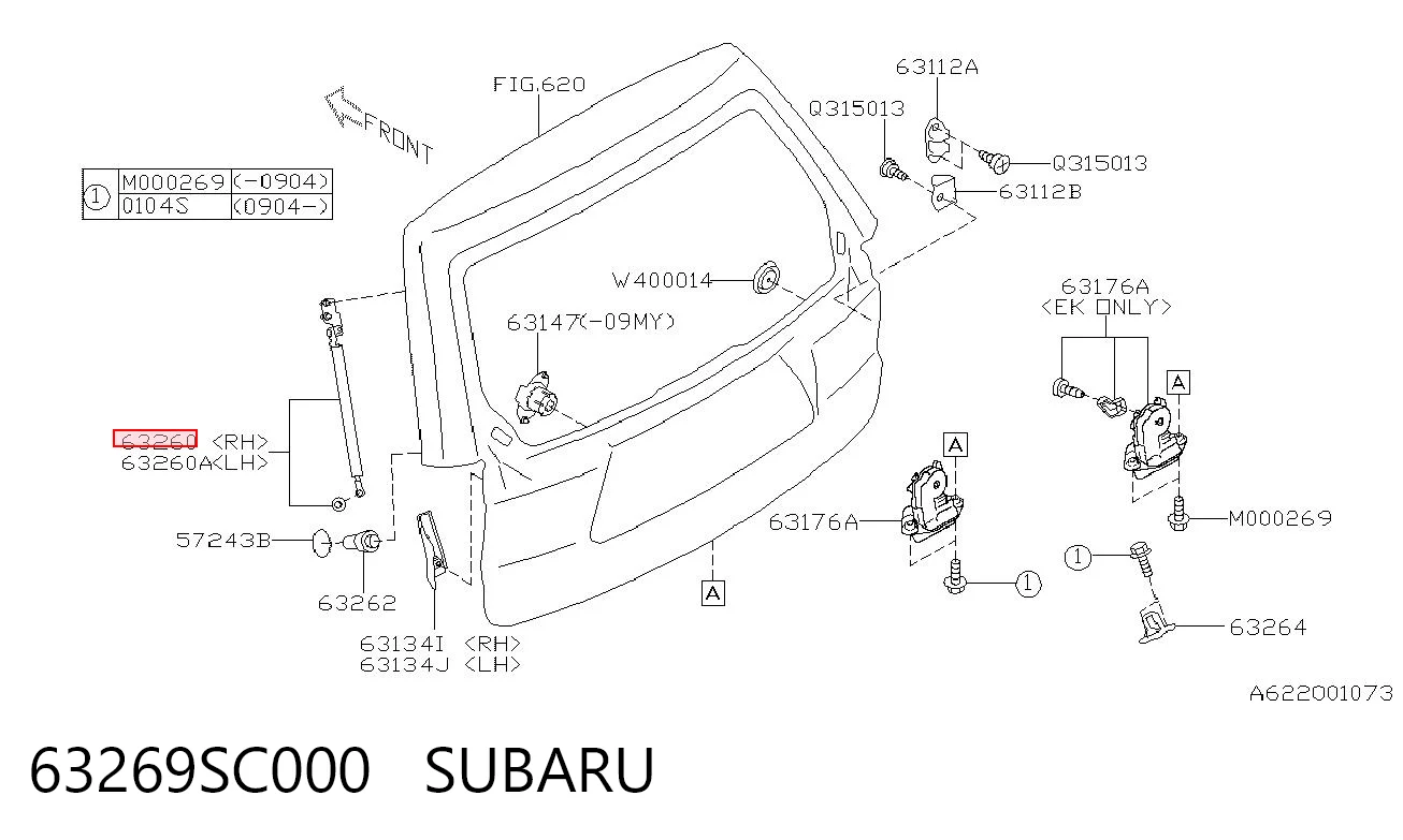 63269SC000 Subaru Amortiguador de porton