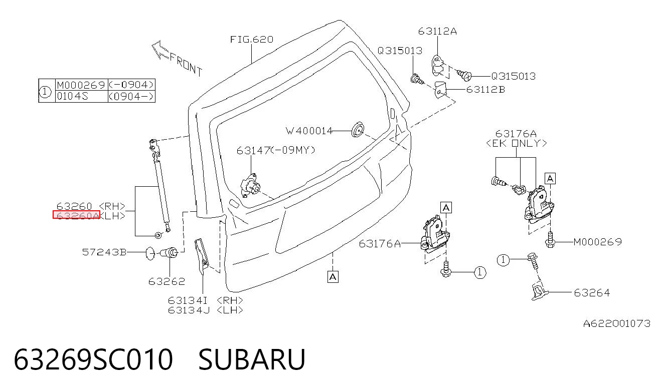 63269SC010 Subaru Amortiguador de porton