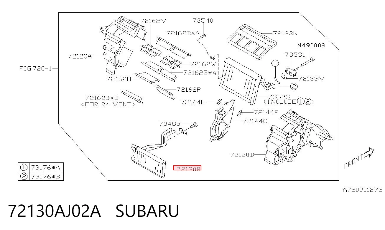 72130AJ02A Subaru Radiador interior