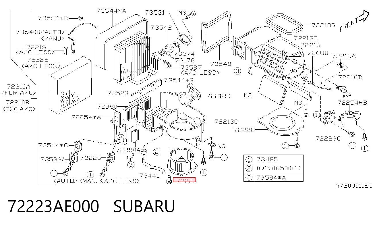 72223AE000 Subaru Ventilador de habitáculo