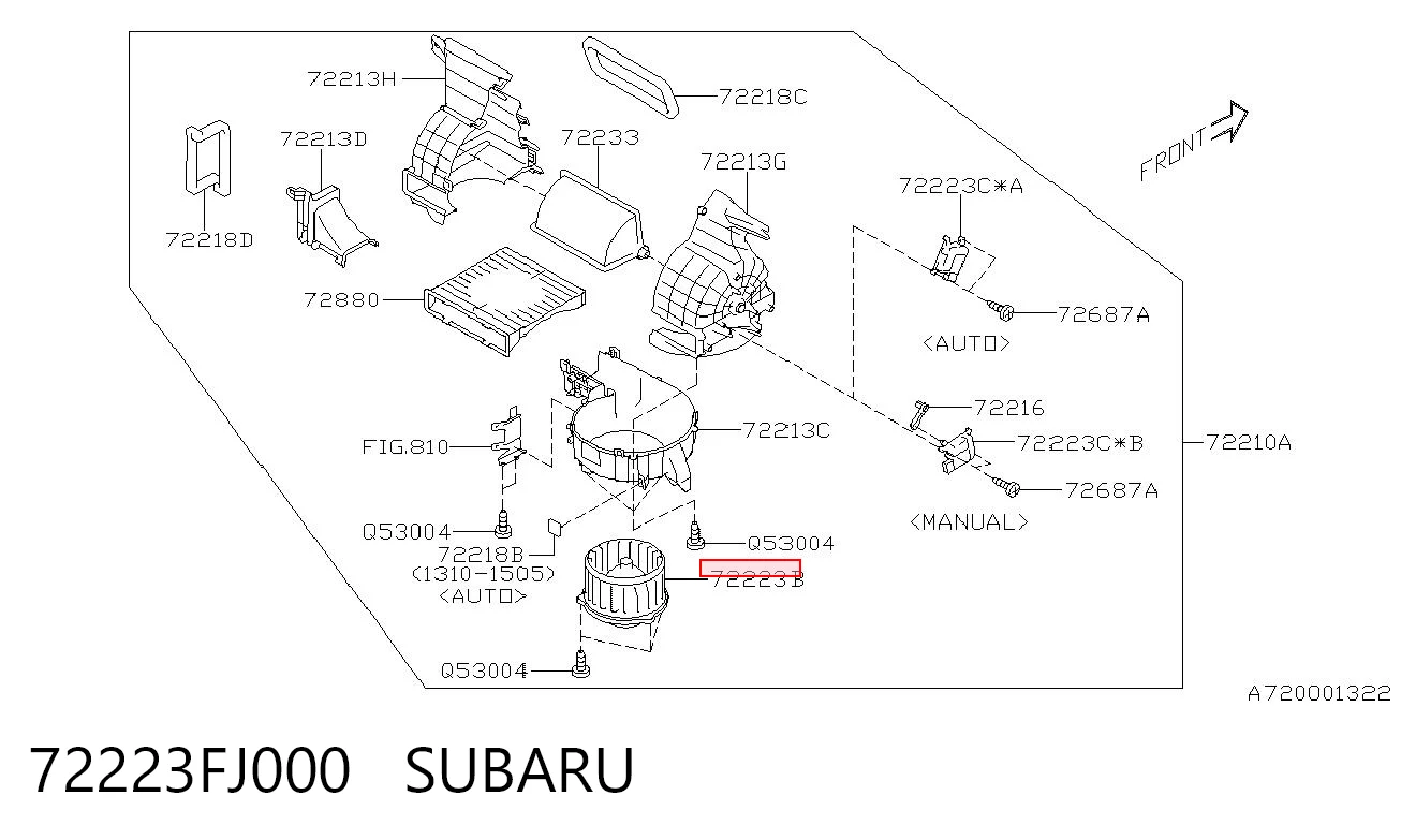 72223FJ000 Subaru Ventilador de habitáculo